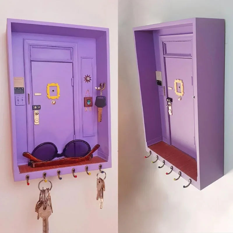 Estante de gancho para llave de puerta de TV Friends, marco de puerta de entrada púrpura, organizador de pared, decoración para amantes de los espectáculos de TV, mismo estilo