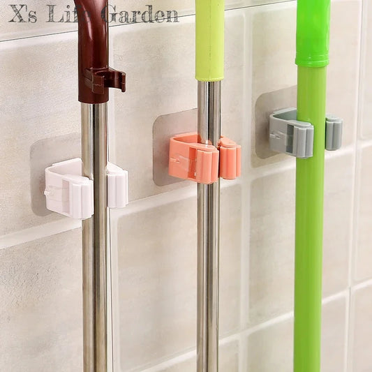 Estante para fregona montado en la pared, accesorios de baño, organizador, gancho, soporte para escoba, colgador detrás de las puertas/en las paredes